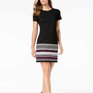 Calvin Klein Black Striped-Hem A-Line Dress Size 4